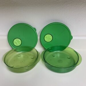 2 Vintage Tupperware Rock N Serve Large Green 3 1/4 Cups 3703A-3